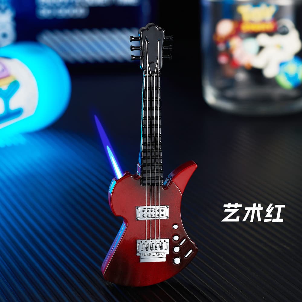 Bass Guitar Lighter Creative Fun Shape Windproof Direct Blue Flame Lighter Trendy Men Drop Shipping