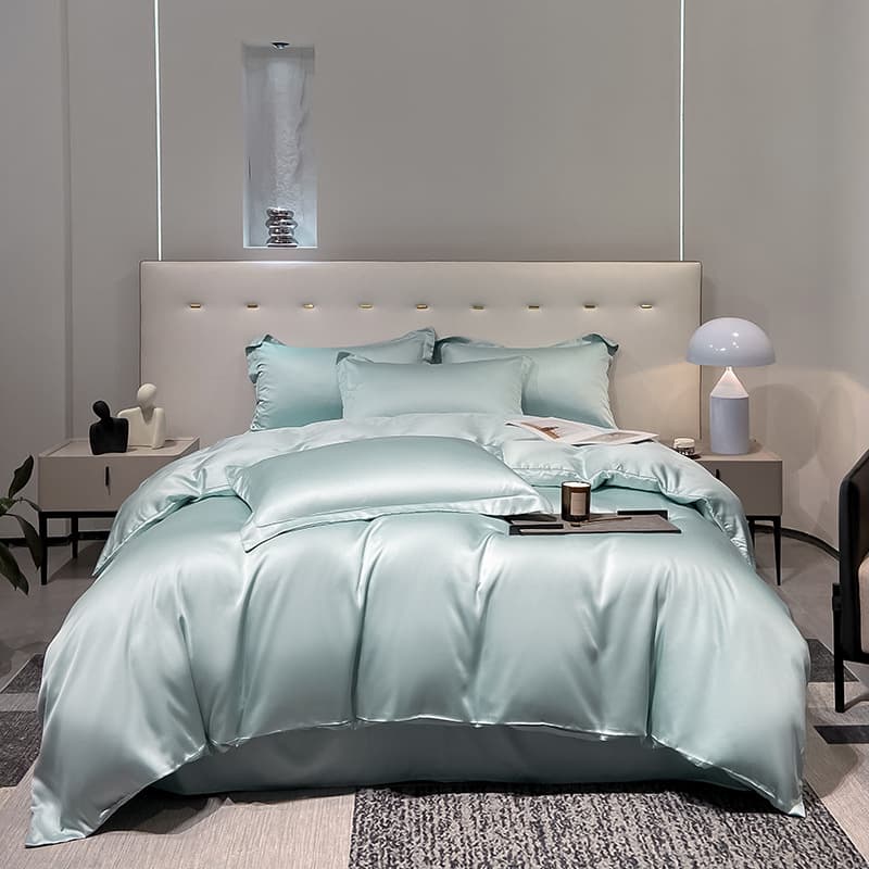100S Lenzing Tencel Four-Piece Set Lyocell Ice Silk Set Summer Bed Sheet Duvet Cover Pillowcase Bedding Thin Style