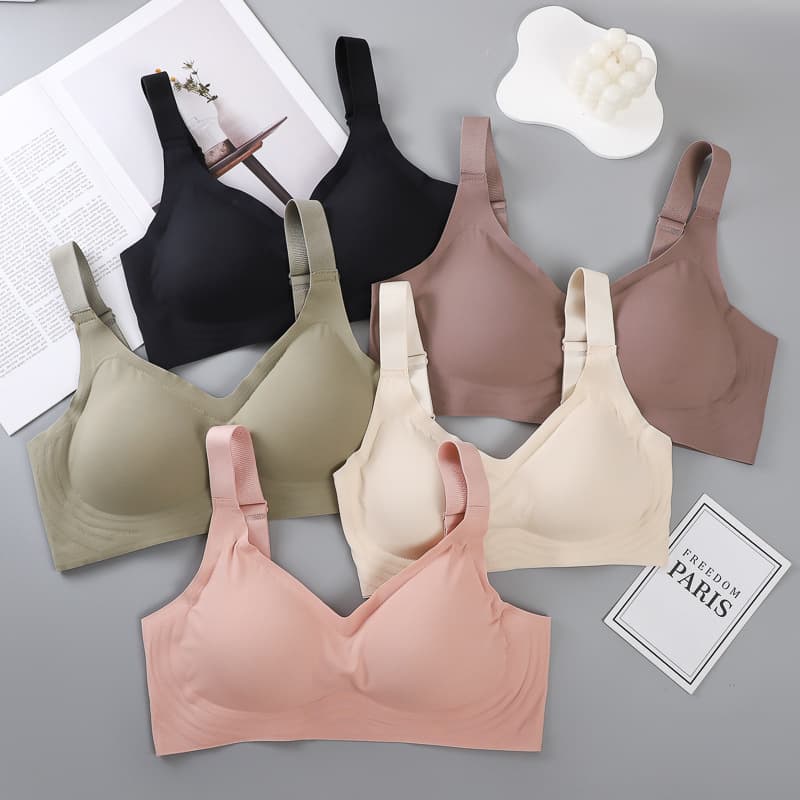 Soft Support Cloud Feel Seamless Women's Bra Wide Straps Side Boob Coverage Small Bust Gathering Type Wire-Free Bra Bra