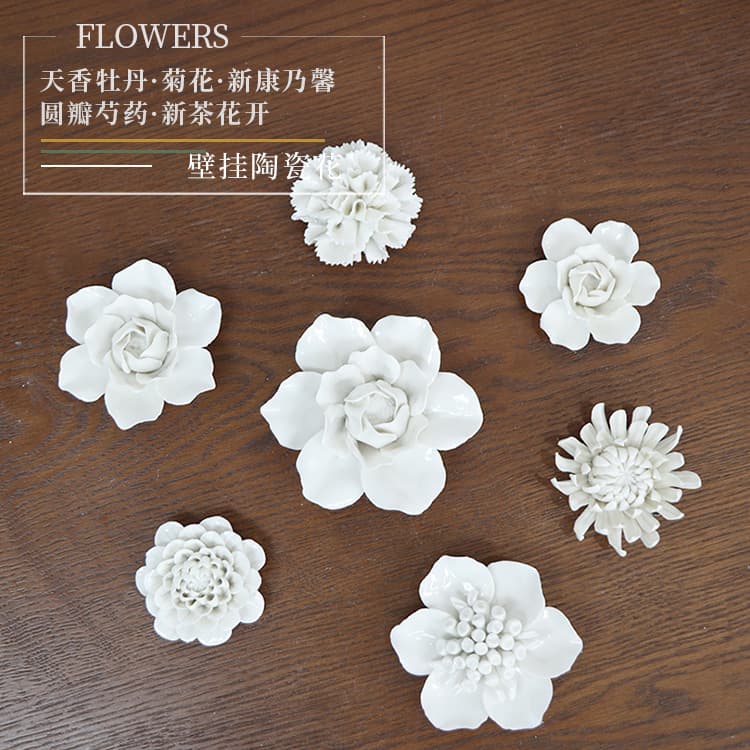 Living Room Wall Decoration, TV Background Wall Hanging, 3D Ceramic Flower Wall Decor