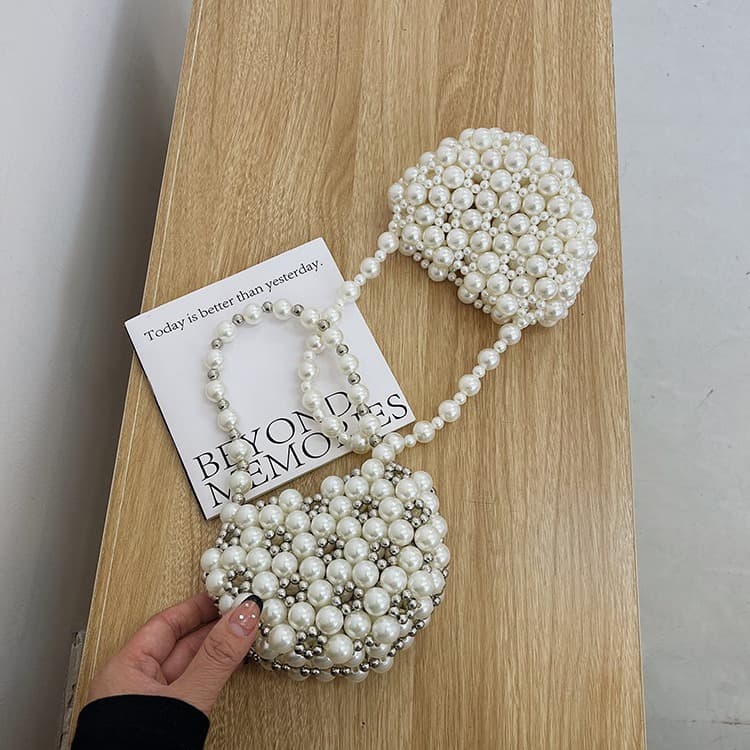 French Pearl Handbag Love Heart Princess Girl Baby Coin Purse Accessory Shoulder Bag Cute Toddler Crossbody