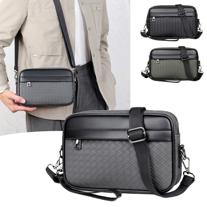 Cross-border Men's New Clutch Bag Crossbody Bag Commuter Versatile Woven Plaid Casual Bag Wholesale Outdoor Shoulder Bag