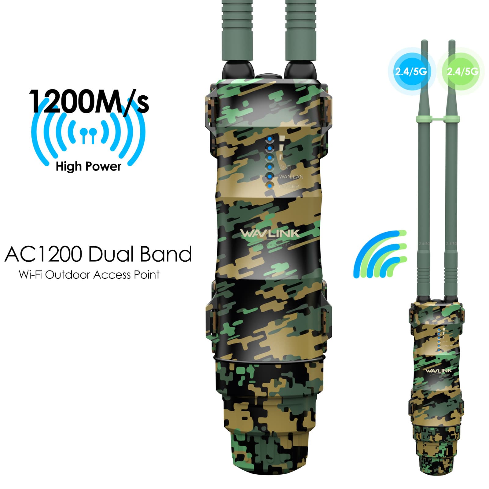 WAVLINK Wi-Fi Extender AC1200 Outdoor Long Range Dual Band Active Passive PoE IP67 Waterproof