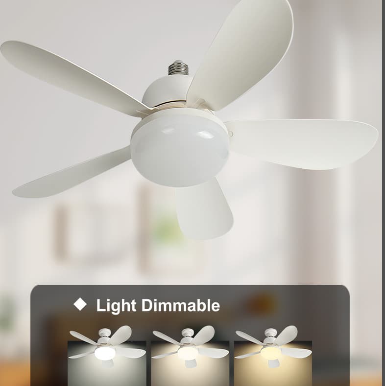 Cross-border new silent small fan lamp E27 lamp head screw flower-shaped fan lamp bedroom blade fan lamp