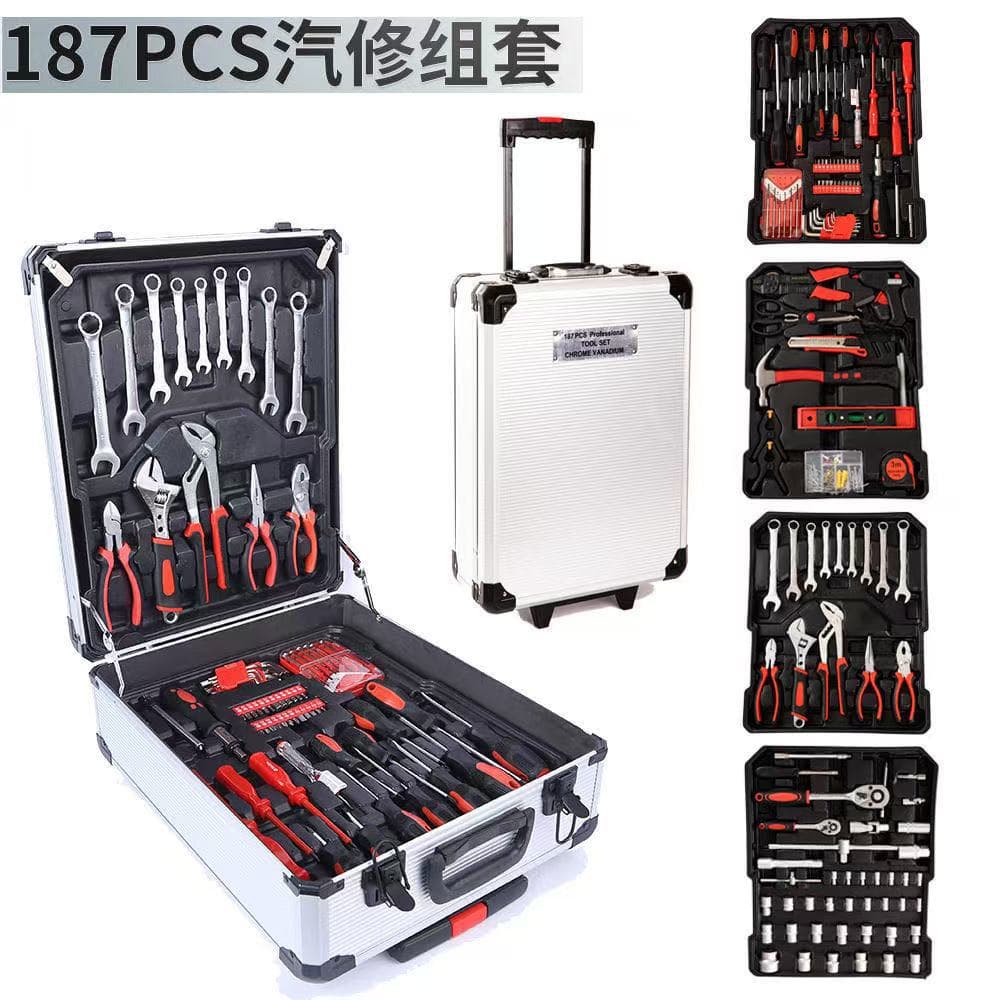 187-Piece Automotive Repair Tool Set, Industrial-Grade Heavy-Duty Maintenance Tool Kit for Repair Shops