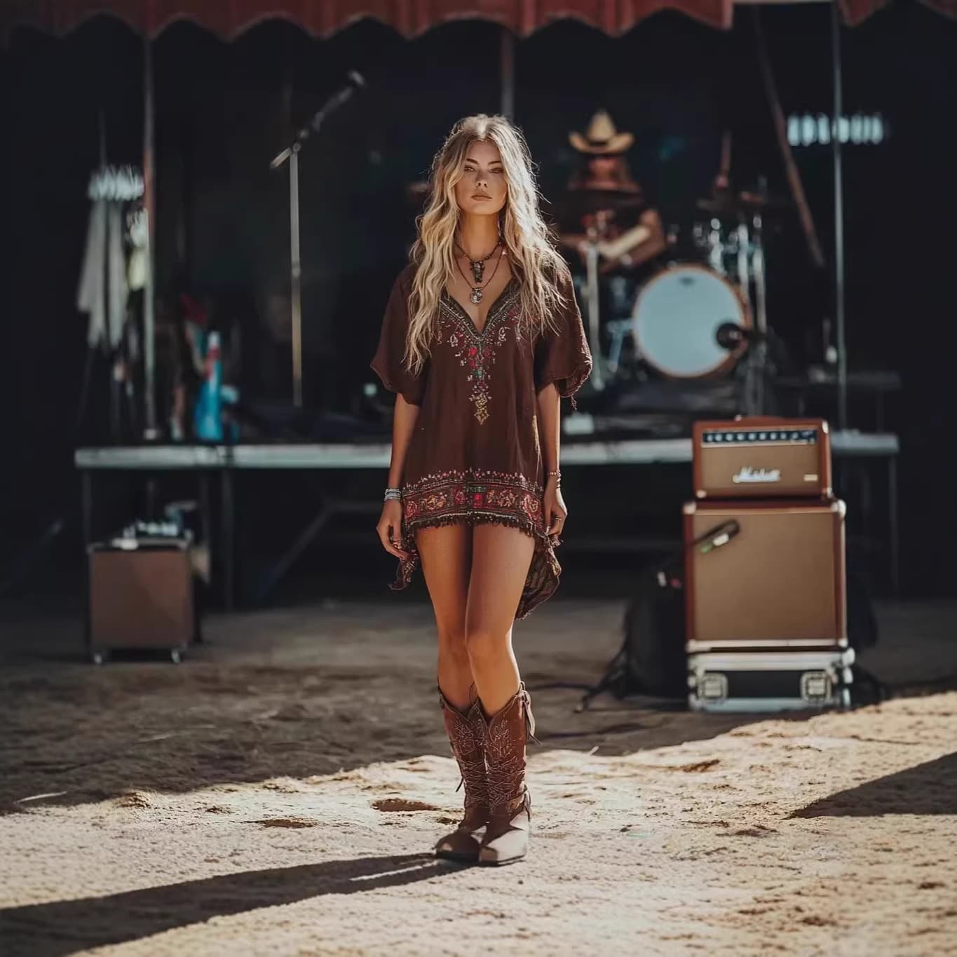 Cross-border Hot Boho Style Short Dress Retro V-Neck Loose Short Sleeve Vacation Dress Music Festival Women's Clothing