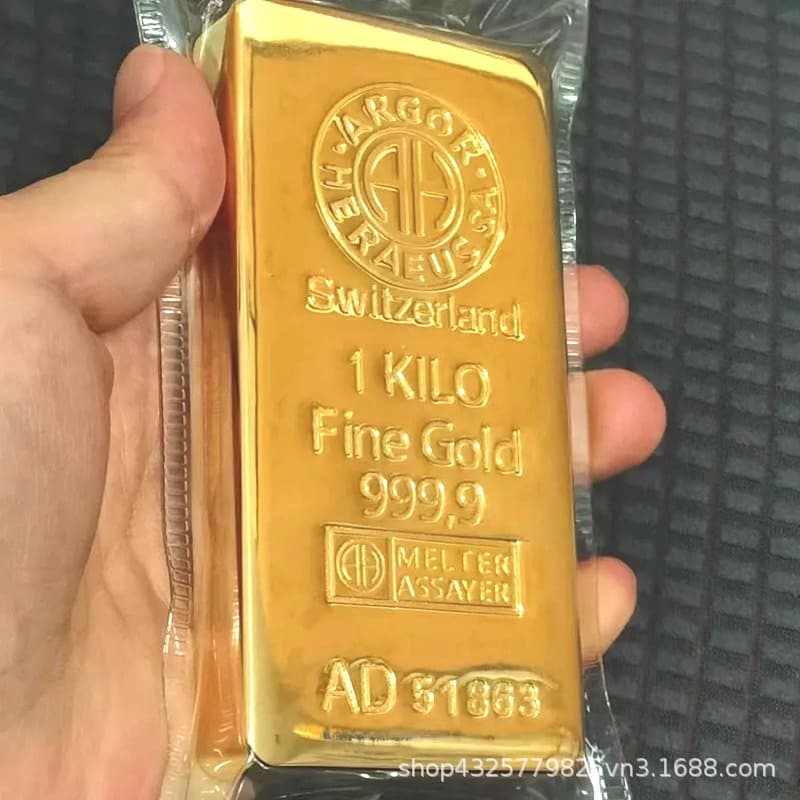 Simulated Swiss Gold Bar 1000g Swiss Gold Bar Brass One Kilogram Cross-border Gold Brick Gold Block Gold-plated Decoration