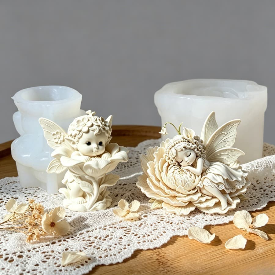 Flower Fairy Angel Silicone Mold Two Styles European Gypsum Aromatherapy Ornament DIY Handmade Resin Casting Mold