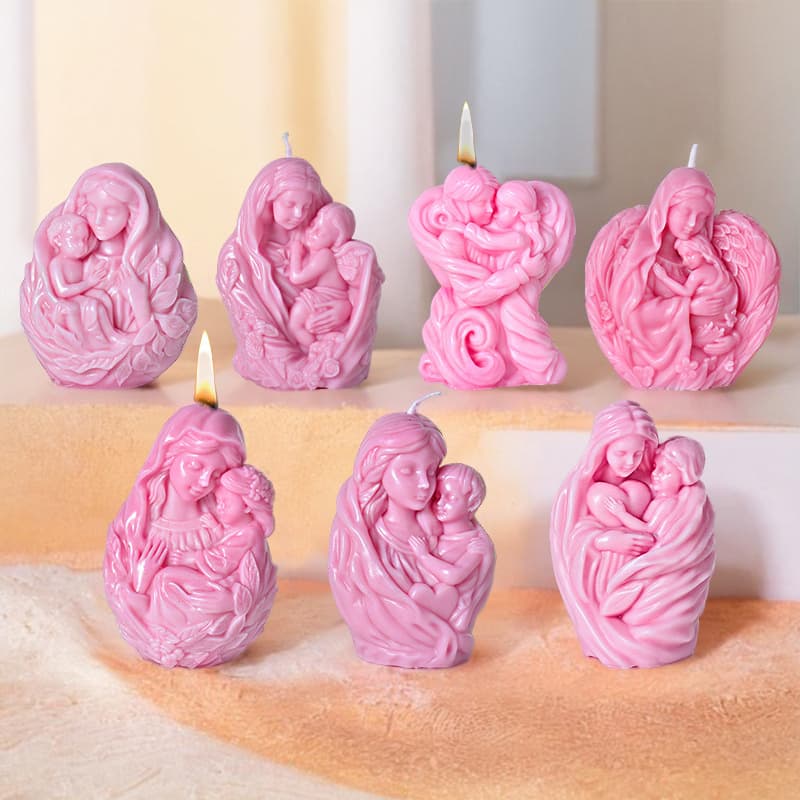 Mother and Child Aromatherapy Candle Silicone Mold Portrait Thanksgiving Candle Mold Decoration Cross-Border Stock