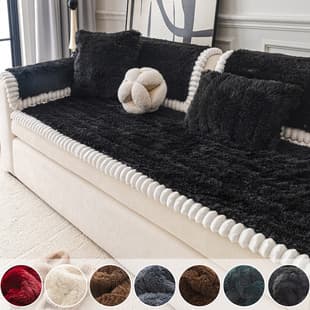 Mantou Pad Long Plush Solid Color Thickened Sofa Cushion Simple Style Seat Cushion