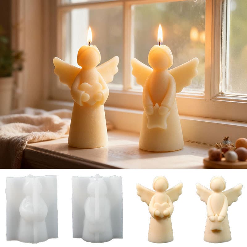 DIY Angel Figurine Girl Holding Heart Epoxy Resin Mold Cute Angel Scented Candle Silicone Mold