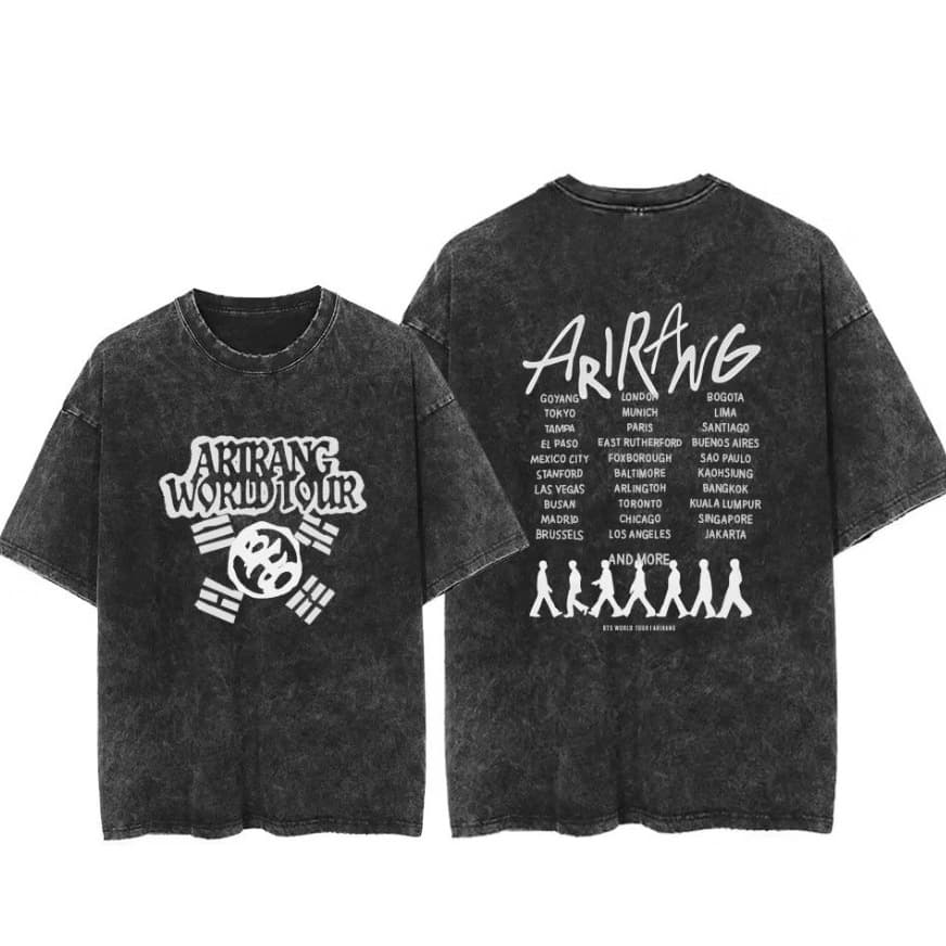 WORLD TOUR ARIRANG distressed washed short-sleeved BTS concert peripherals for fans