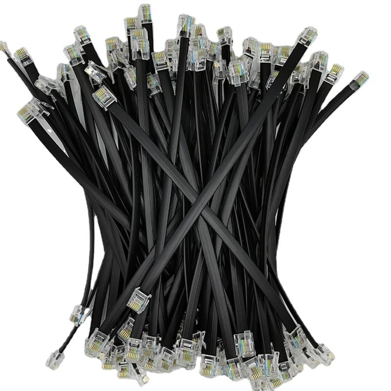 Factory stock pure copper 6-core flat telephone wire, 6P6C connector, RJ12 extension cable, 0.2 meters