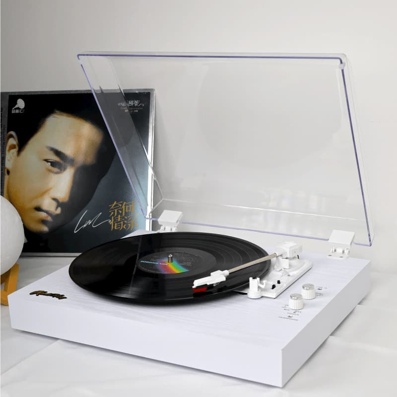 Vinyl record player, LP retro Bluetooth speaker, modern old-fashioned gramophone, record player, piezoelectric cartridge, nostalgic