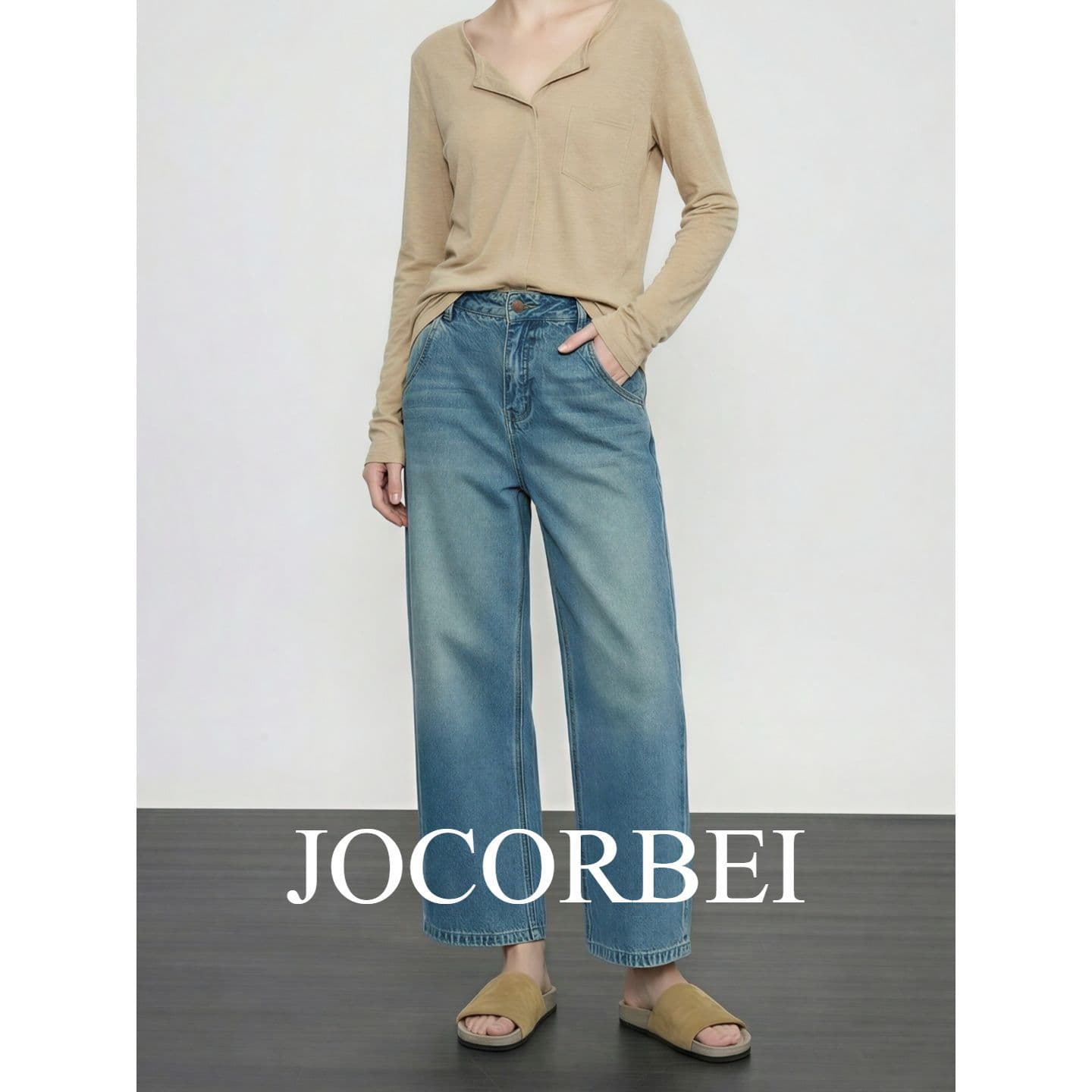 JOCORBEI [Chic Relaxed Fit] Ankle-Length Straight Jeans for Women, Slimming, Spring/Summer Classic Loose Pants for Women
