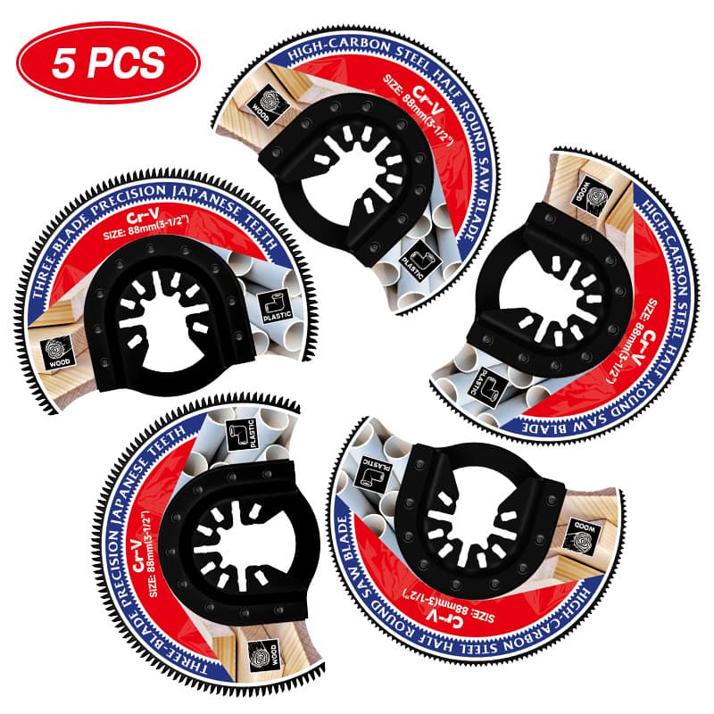 5pc Mixed Oscillating Multi-Tool Saw Blade Set, Semi-Circular Multi-Function Saw Blades, Oscillating Scraper Blades for Vibration Cutting