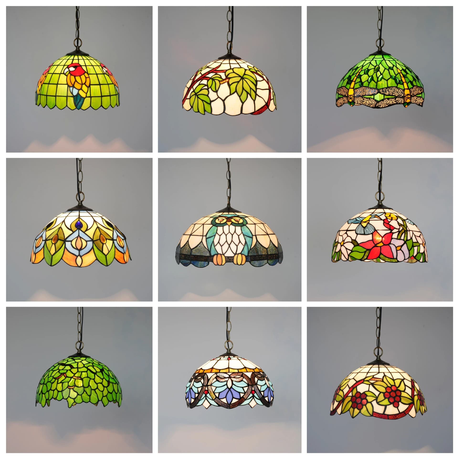 American retro stained glass restaurant lamp European style bar tea room bedroom balcony corridor glass chandelier