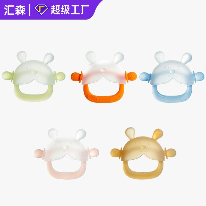 Teether, baby teething stick, boilable silicone, chewable mushroom, anti-eating sleeve, hand artifact, baby toy