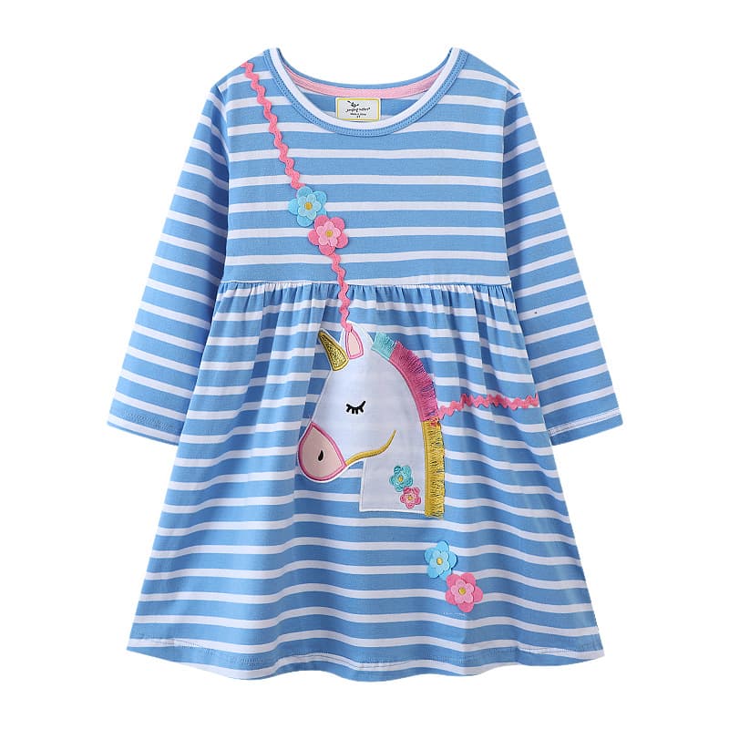Jumpingmeters Princess Dress for Girls Long Sleeve Round Neck Autumn Clothes Children's Clothing Cotton Soft Processing
