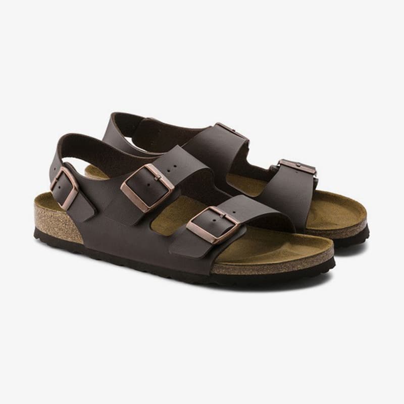 Genuine Leather Cork Sole Sandals Unisex Birkenstock Style In Stock Fashion Double Buckle Casual Retro Versatile Shoes