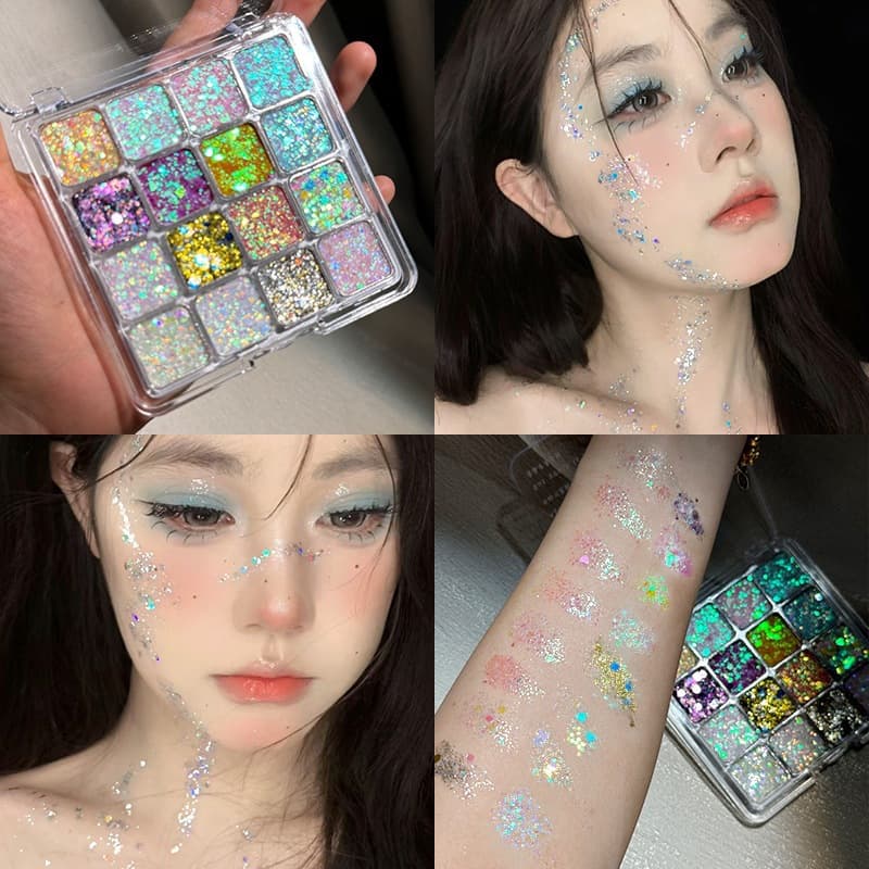 Capel's 16-color Mermaid Sequin Eyeshadow Palette Pearlescent Explosive Sparkling Makeup Show Mermaid Glitter