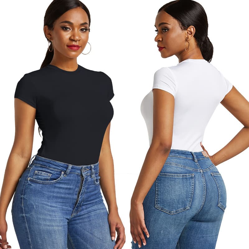 Sexy Solid Base Tee Wholesale Summer Sexy Female Crop Top