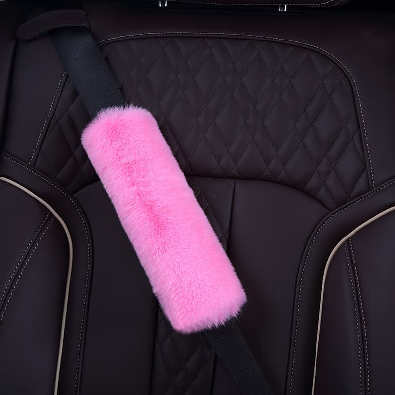Faux Beaver Fur Car Seat Belt Shoulder Protector Cover Anti-scratch Backpack Strap Child Schoolbag Decorative Cover
