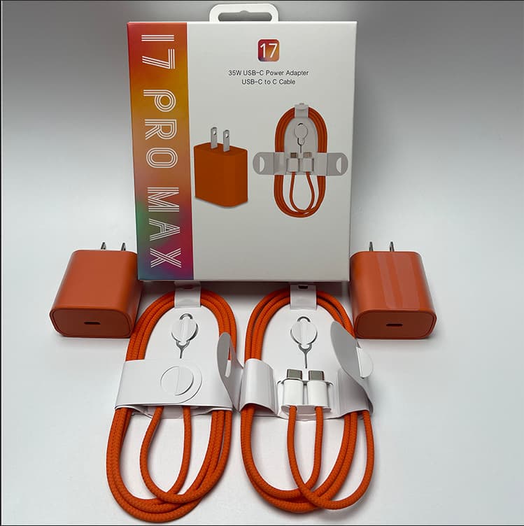 Suitable for Apple 17 series charging head fast charging cable PD60W double C long tie orange iPhone15 orange charging cable