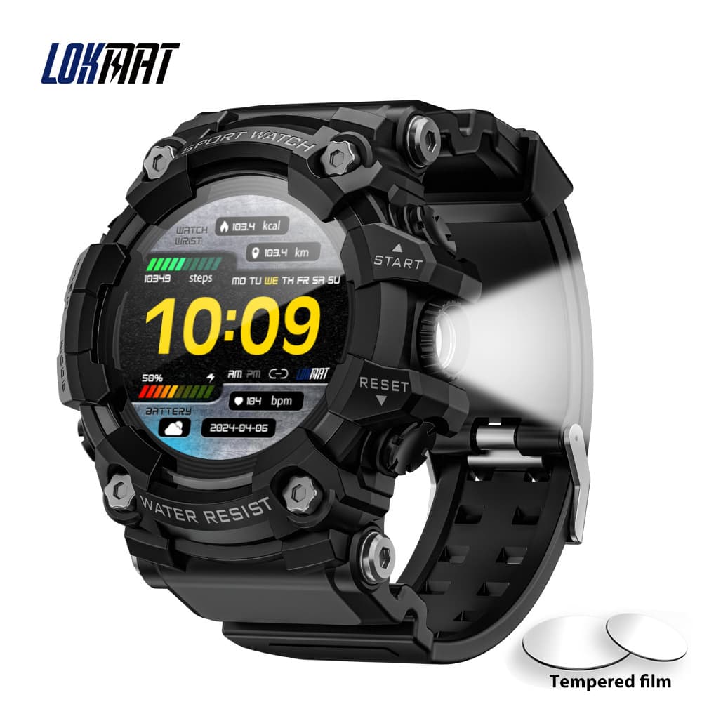 LOKMAT ATTACK GT Smartwatch for Outdoor Sports (Export Trademark) with Bluetooth Call, Compass, Flashlight, and Music Functions