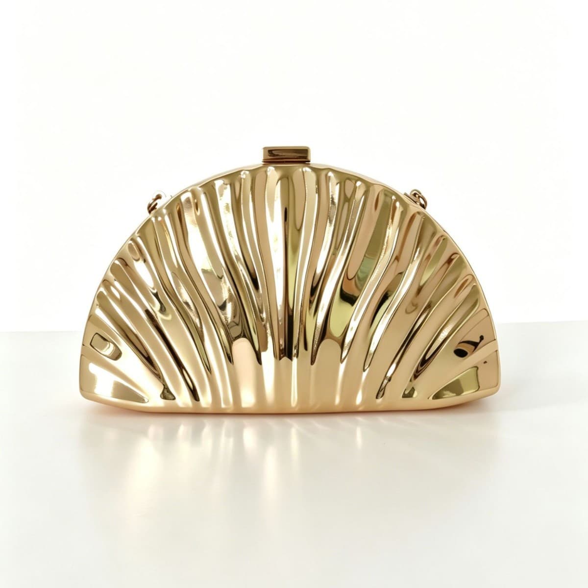 Cross-border Gold Ripple Evening Clutch European and American High-end Evening Bag Single Shoulder Crossbody Metal Evening Bag