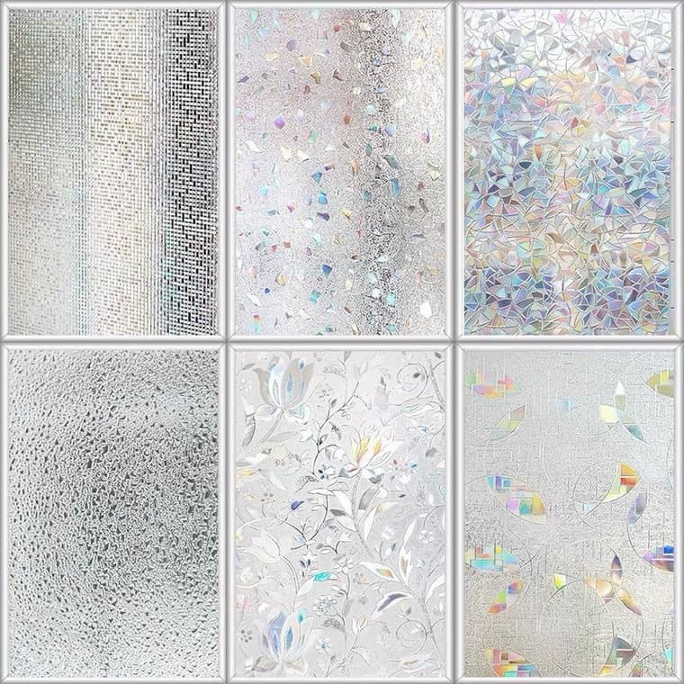 Rainbow Window Sticker, Static Cling No-Glue Laser Cut, Semi-Transparent Privacy Film for Bathroom with Light Transmission