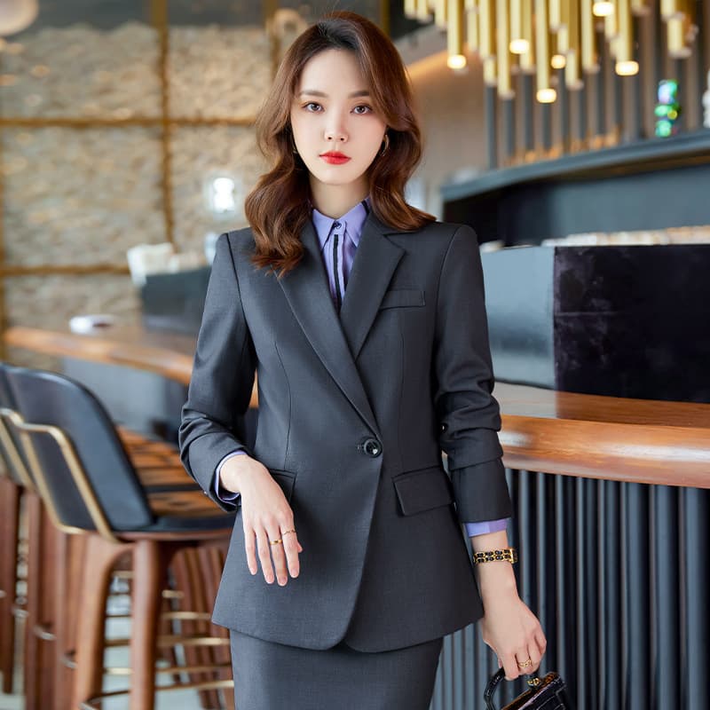 Olive Green Suit Set Women's Autumn Professional Workwear Hotel Manager Formal High-End Feel Polyester Fiber Long Sleeve Long Pants