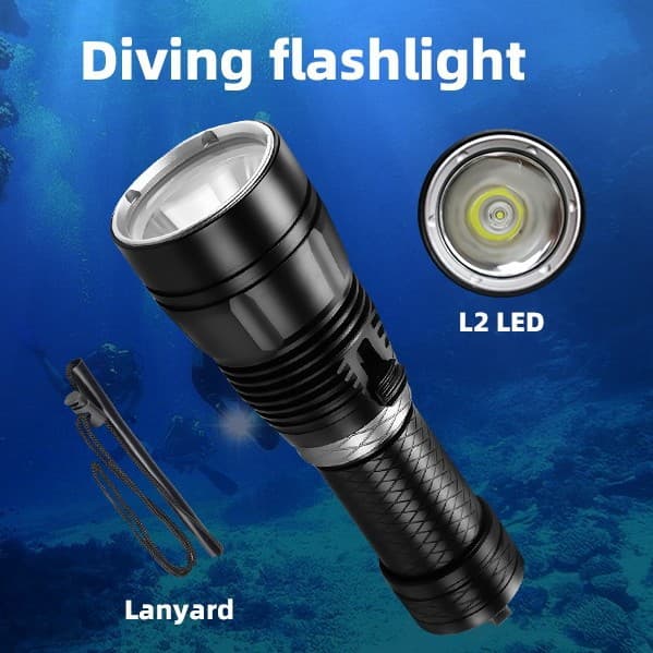 Cross-border Hot Selling L2 Diving Flashlight Magnetic Control LED Waterproof Long Throw Aluminum Alloy Underwater Lighting 26650 Flashlight