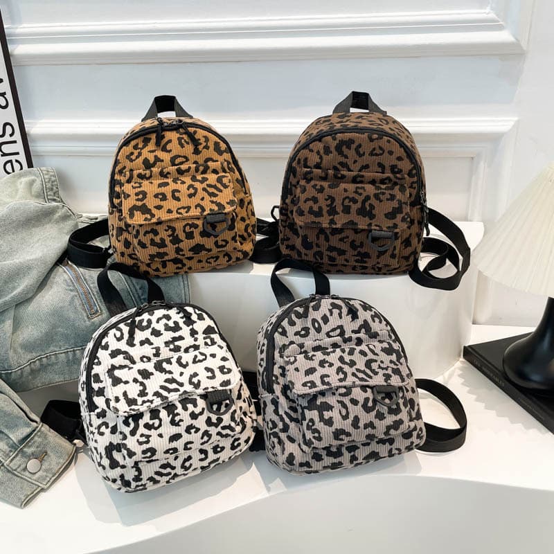 Crossbody Women's Bag New Leopard Print Shoulder Crossbody Backpack Corduroy Large Capacity Fashion Backpack