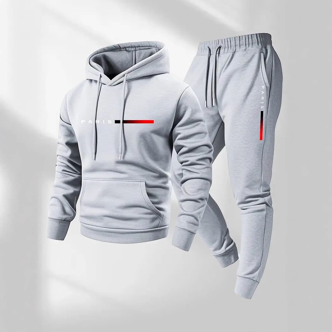 Cross-border European size casual fashion unisex PARIS letter print hoodie and drawstring sportswear set