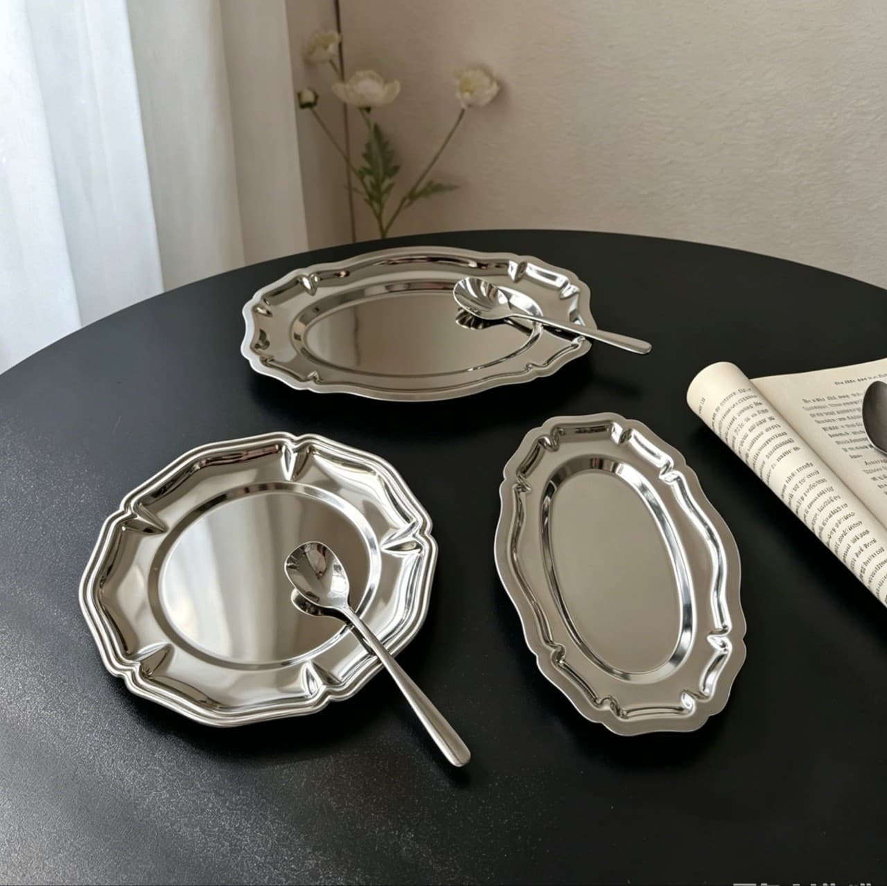 Ins Style 304 Stainless Steel Snack Plate, Korean Oval Plate, Elliptical Tray, Serving Tray, Appetizer Plate, Fruit Tray