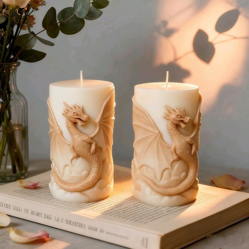 Feilong embossed cylindrical scented candle silicone mold diy evil dragon aroma stone ornament home silicone abrasive tool