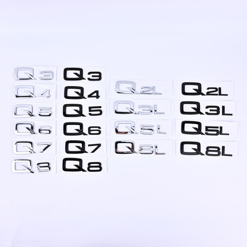 Suitable for Audi car logo Q2LQ3Q5Q7 modified Black Warrior black trunk tail label digital logo labeling