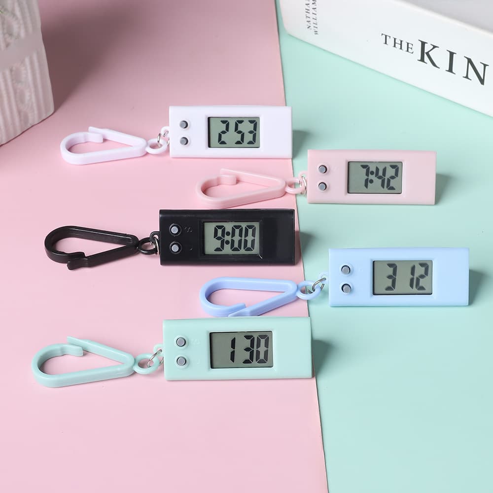 Triangle Mini Keychain Digital Watch Dopamine Candy Color Digital Watch Student Exam Timer Portable