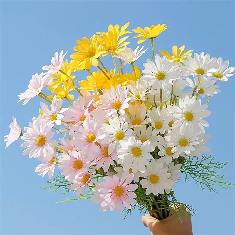 Ins Style Daisy Artificial Flowers Chamomile Fake Bouquet High-End Handheld Bouquet Photography Prop Dining Table Living Room Decorative Flowers