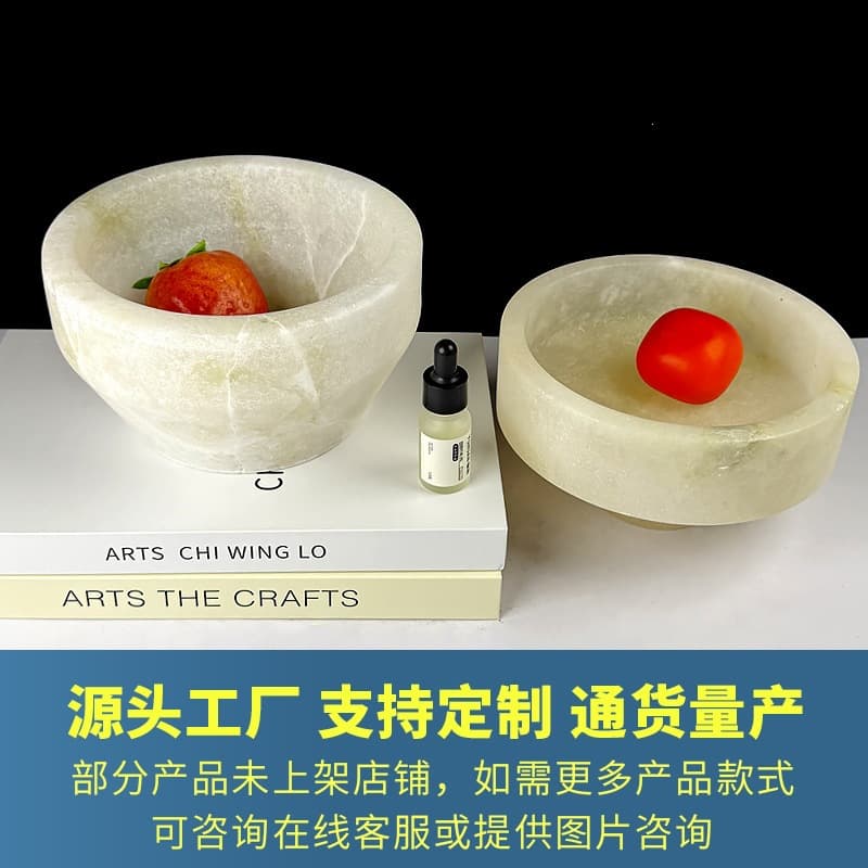 Luxury Natural Marble Geometric Desktop Fruit Tray, Showroom Living Room Home Art Storage Decorative Piece