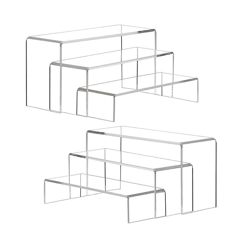 Acrylic U-Shaped Tiered Stand Desktop Cosmetic Organizer Elevated Storage Shelf for Blind Boxes and Action Figures Customizable