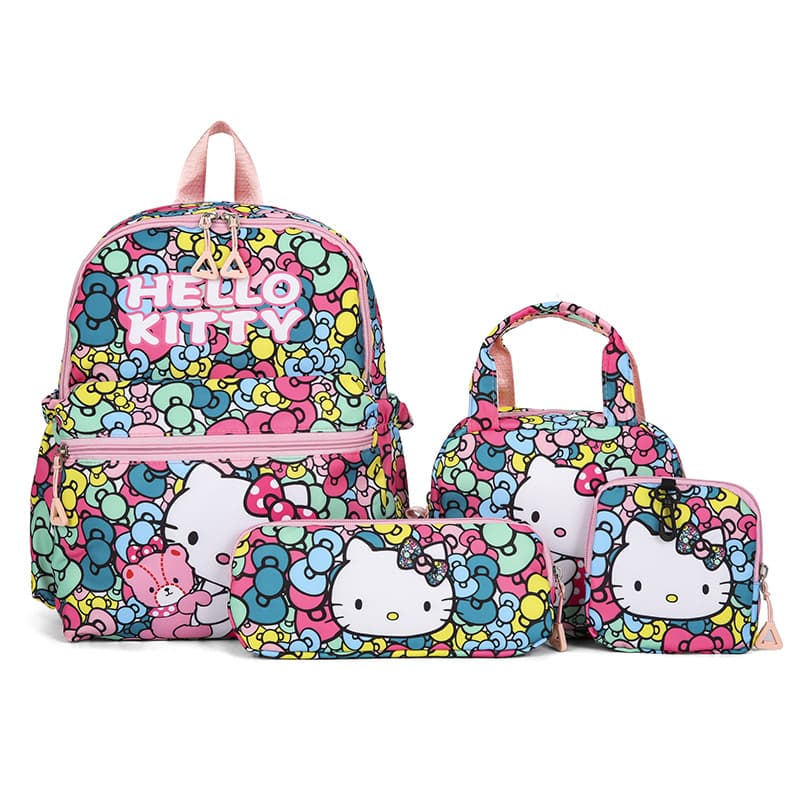 Cross-border student schoolbag female printed KT cat backpack anime Kuromi back-to-school season large-capacity four-piece backpack