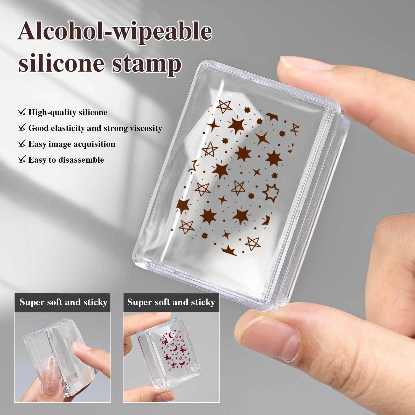 Cross-border manicure silicone seal transparent transfer pattern printing wipeable print head with cover DIY multi-function tool