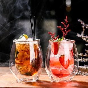 Double Wall Whiskey Glass European Style Spirit Glass High Temperature Resistant Glass Cup Cold Drink Cup Creative Cocktail Glass