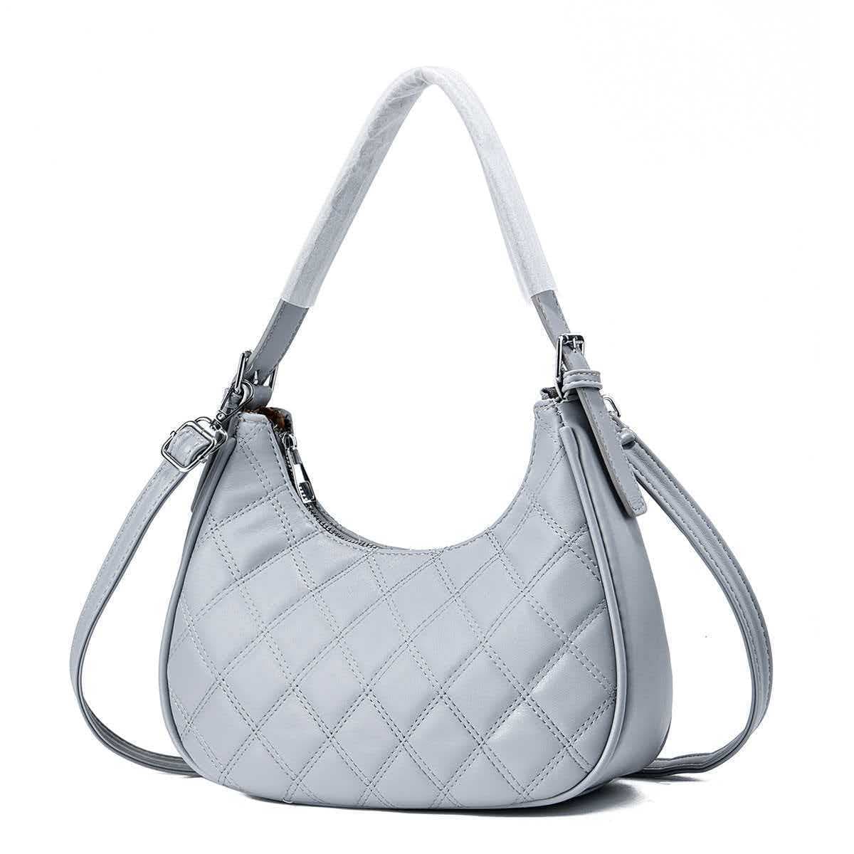 Trendy Chanel-Style Soft Leather Moon Bag, Chic Diamond Pattern Armpit Handbag, Shoulder Crossbody Bag, Crescent Bag, Fashion Bag
