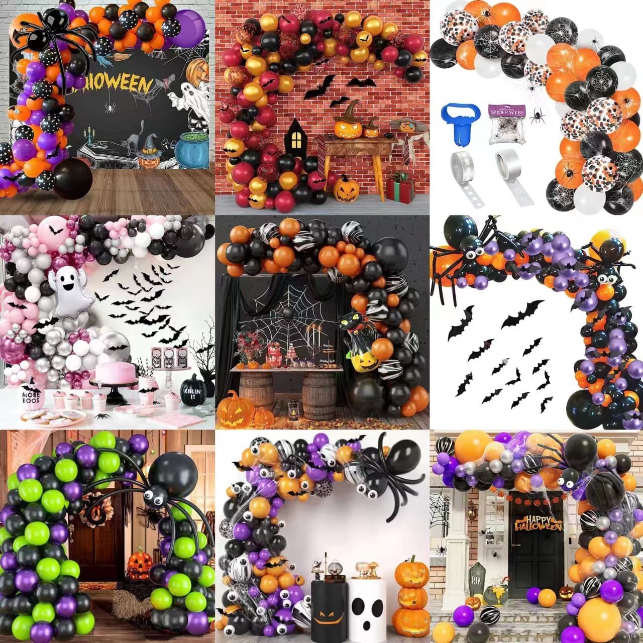 Cross-Border Halloween Balloon Arch Kit Halloween Balloon Party Background Decoration Foil Latex Balloon Set