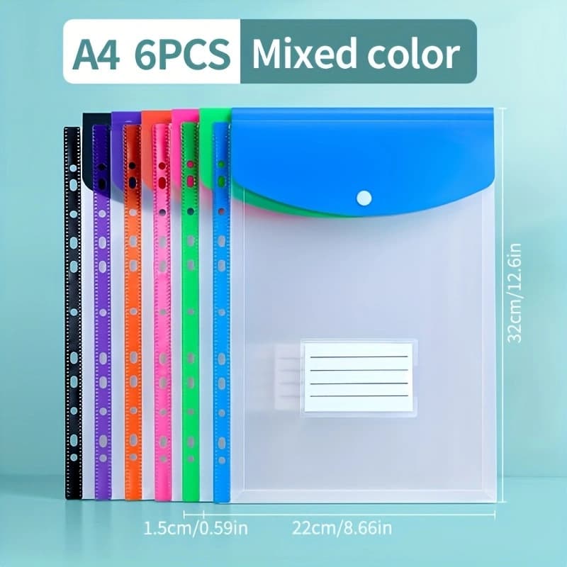 Cross-border best-selling vertical data storage file bag A4 11-hole loose-leaf file bag pp snap plastic file bag