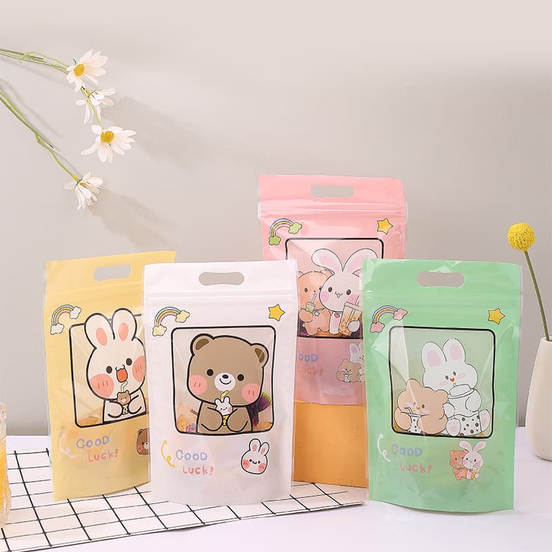 In-stock White Rabbit milk candy snack self-sealing stand-up bags, biscuit and nut packaging sealed plastic bags, cross-border wholesale