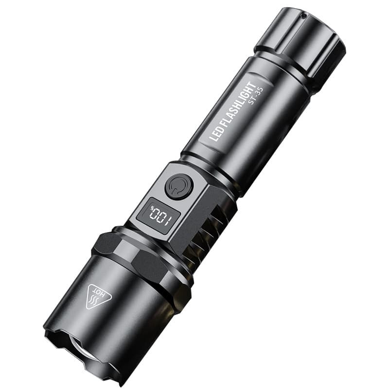 Cross-border New Smart Digital Display Flashlight Telescopic Zoom Outdoor Multi-functional White Laser Long-range High-brightness Flashlight